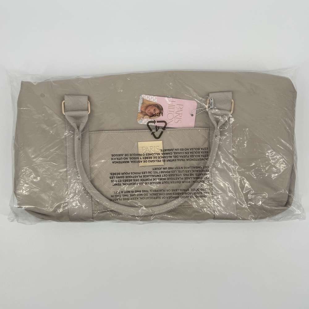 Paris Hilton‎ Quilted Travel Bag Set Cream NWT Laptop Backpack & Duffel Bag 2 Pc - Picture 5 of 6